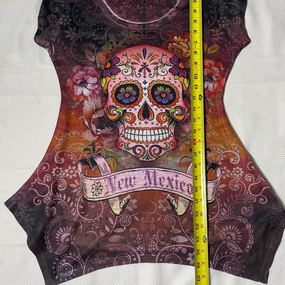 New Mexico day of the dead Halloween womens t shirt - Picture 4 of 4